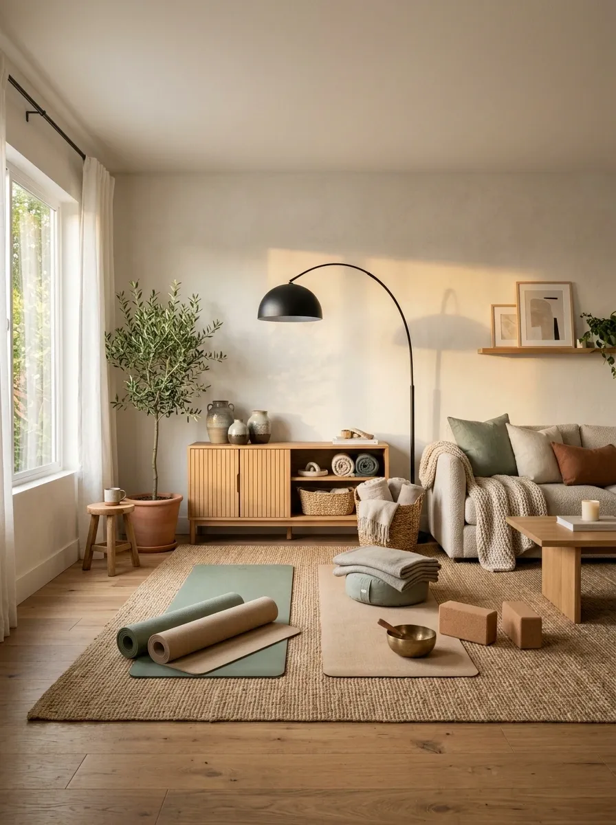 A Warm Family Room Yoga Zone
