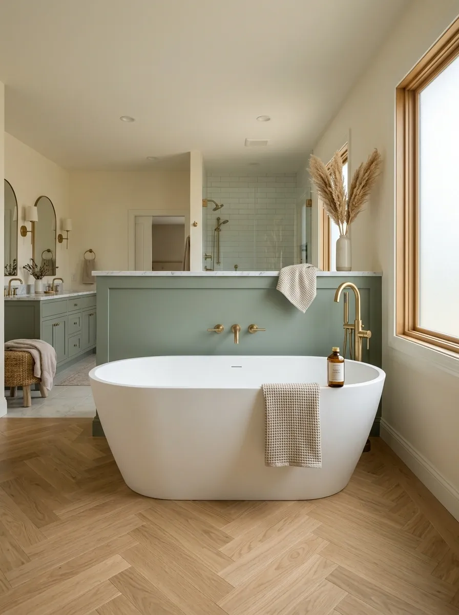 Add a Half-Height Wall or Panel Behind the Tub