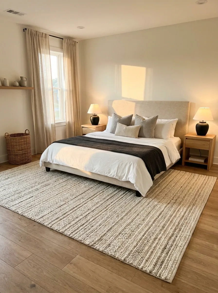 Add a Large Rug That Extends Past the Bed