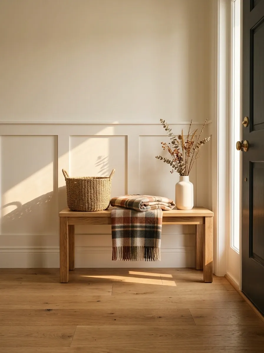 Add a Plaid Throw Without Making the Entry Look Busy