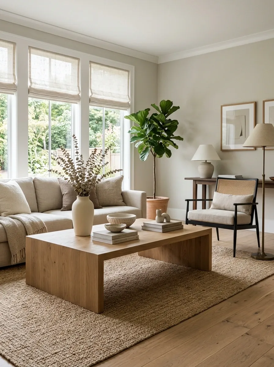 Add One Warm Natural Material to a Flat Room