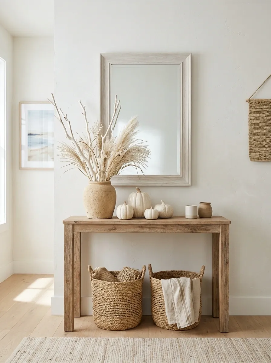 Airy Coastal Fall Entry With Sand, Cream, and Weathered Texture