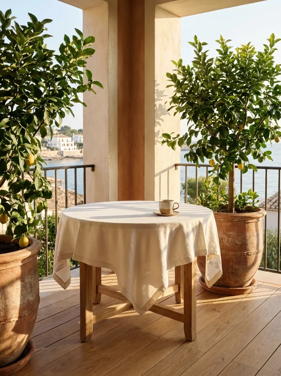 Balcony Breakfast Nook Surrounded by Citrus Trees