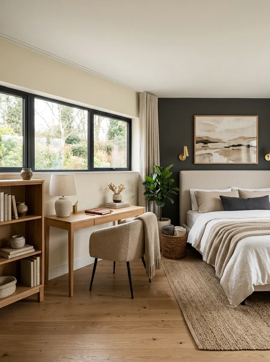 Bedroom With a Desk Beneath the Awkward Window