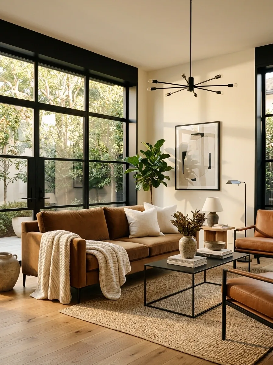 Black and Brown Contemporary Living Room