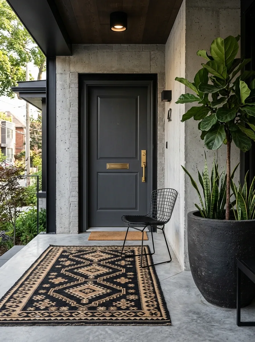 Black-and-Tan Tribal Rug With Industrial Details