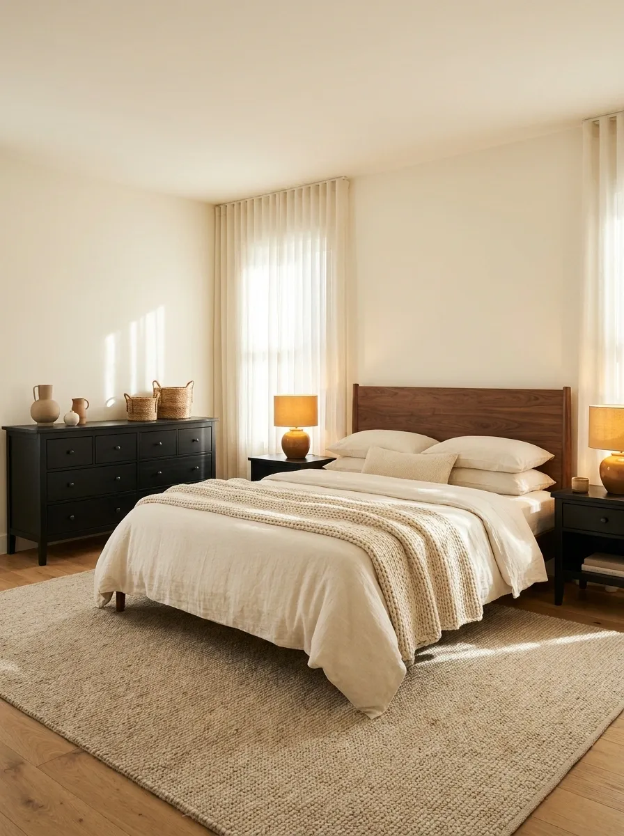 Black Painted Furniture With Warm Wood Everywhere Else