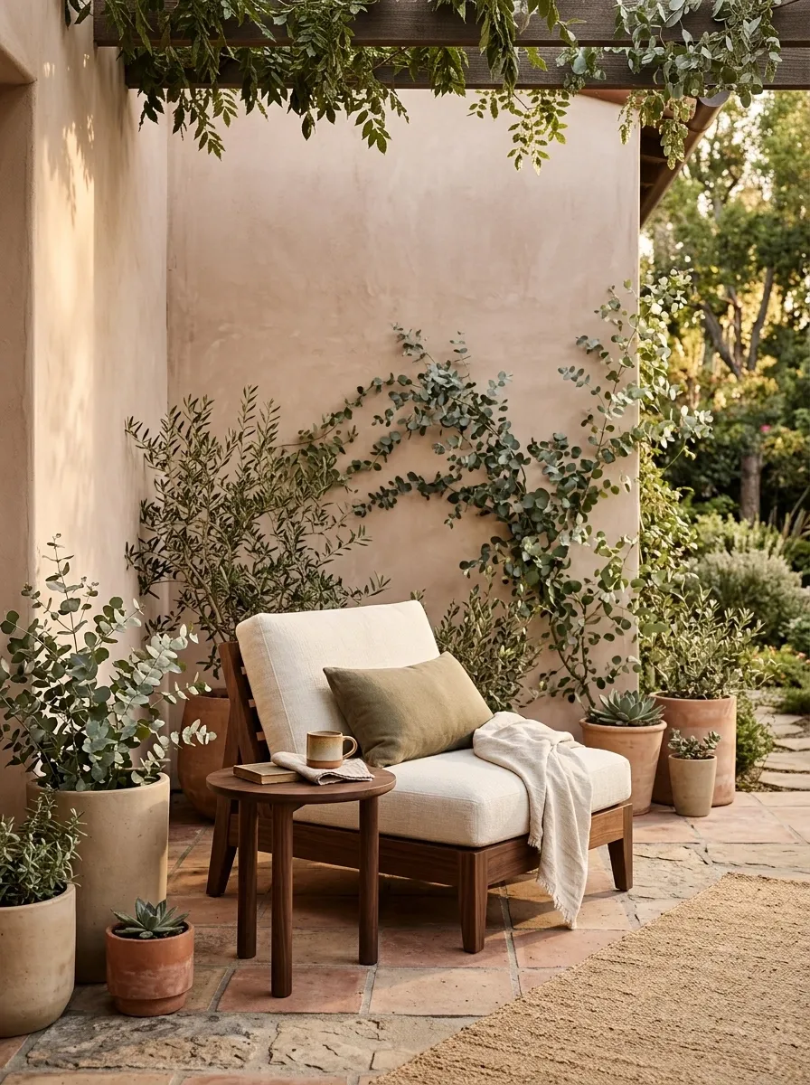 Blush Beige and Walnut Small Patio