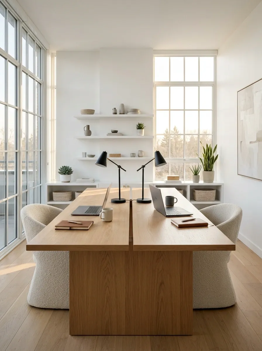 Bright Loft Office With a Large Shared Desk
