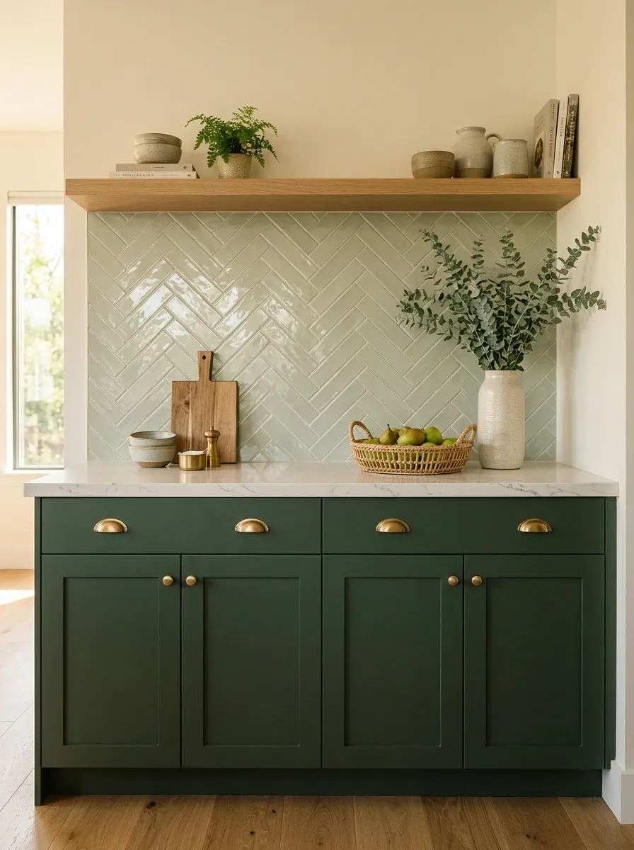 Bring Green Into the Backsplash Without Matching the Cabinets Exactly