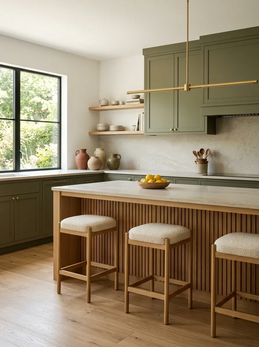 Bring in olive or sage cabinetry instead of another white kitchen