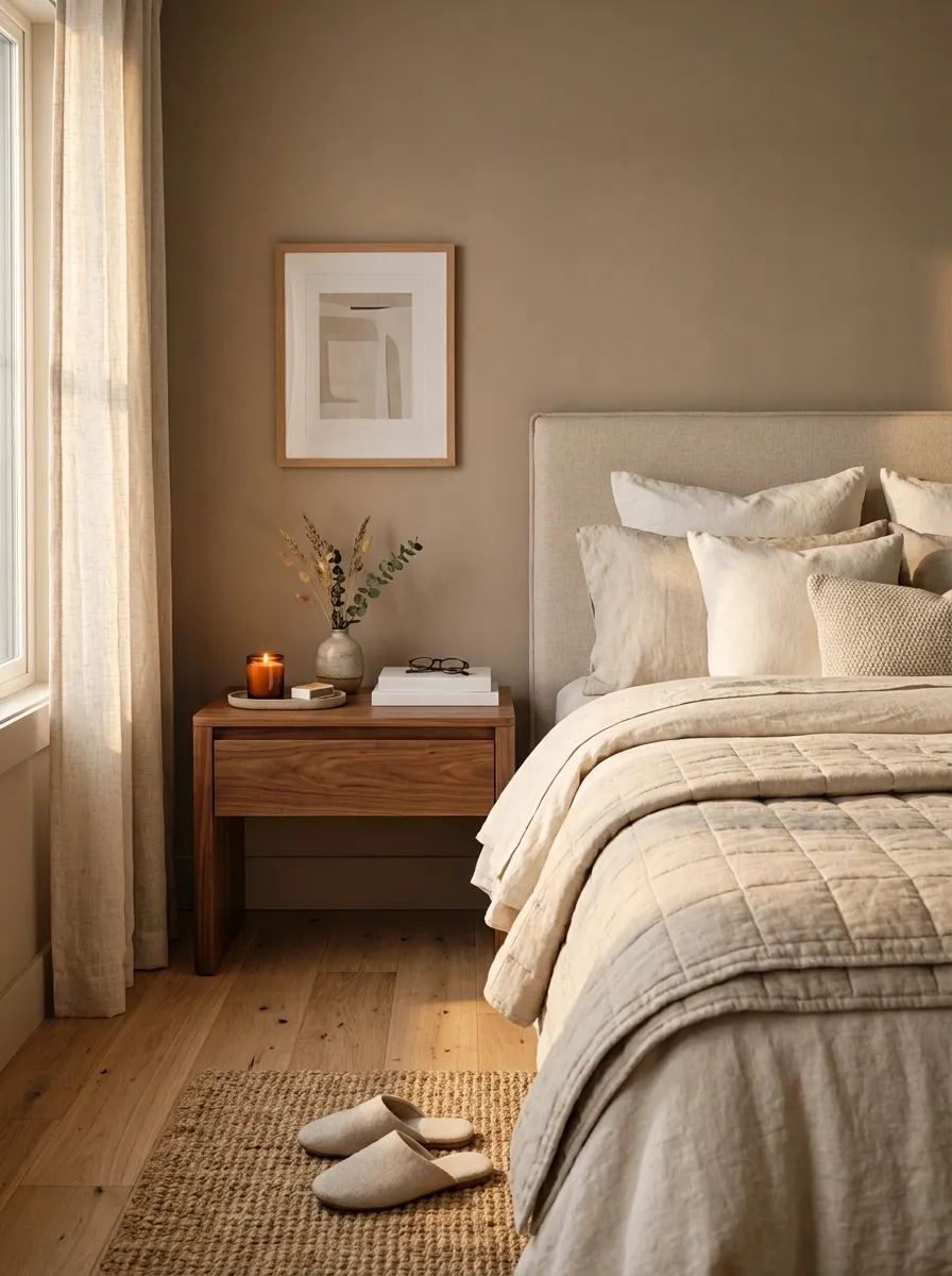 Bring Medium-Toned Wood Beside the Bed