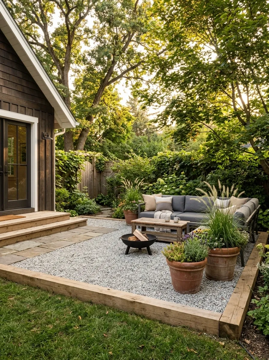 Budget-Conscious Gravel Patio With Built-In Character
