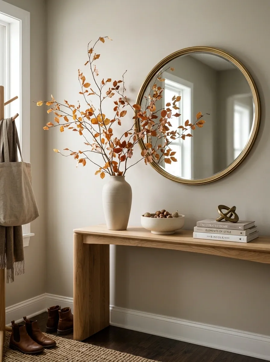 Build a Console Vignette Around One Tall Branch Arrangement