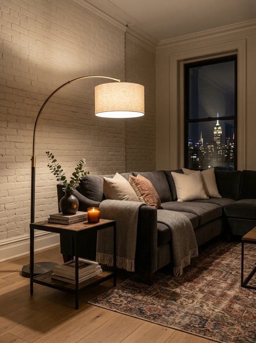 Build a Warm Floor Lamp Corner Beside the Sofa