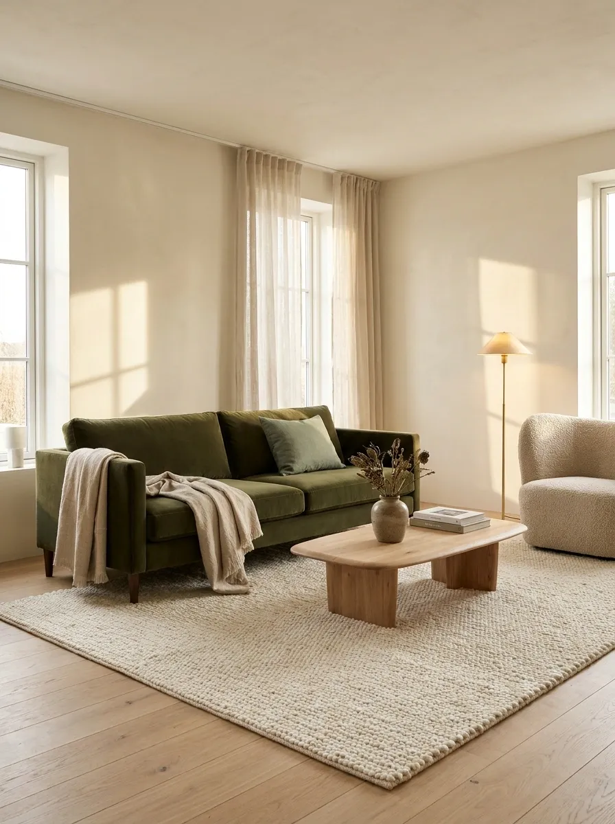 Build Around an Olive Sofa Instead of Decorating Around It
