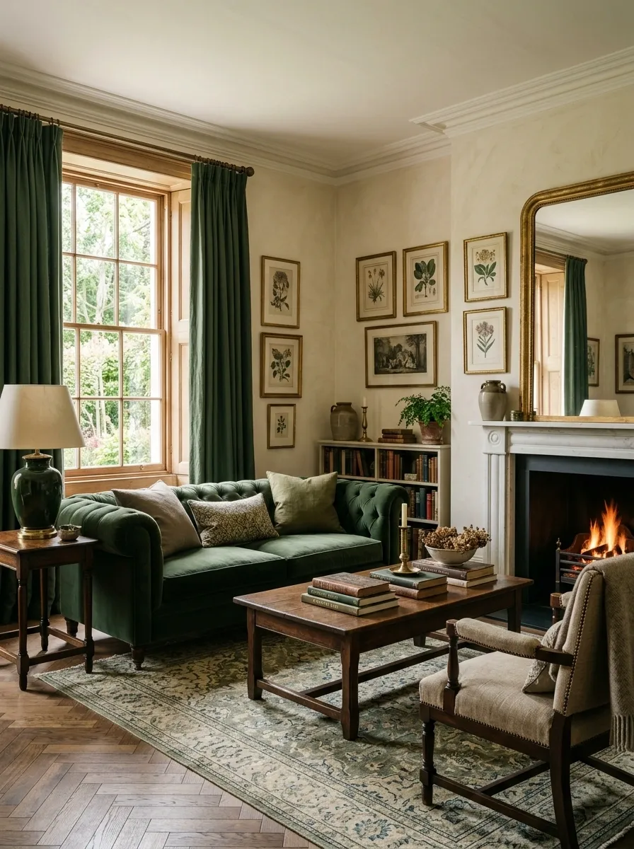 Build the Color Palette Around Warm Neutrals and Deep Greens