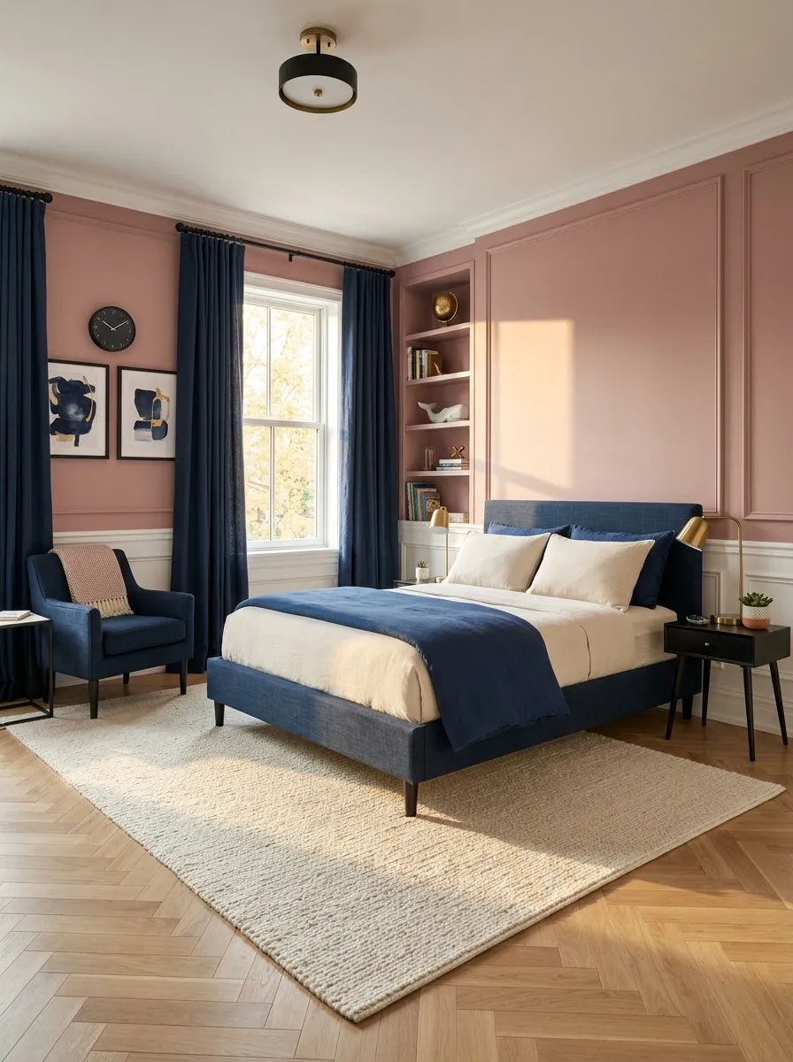 Build the Room Around a Pink and Navy Color Pair