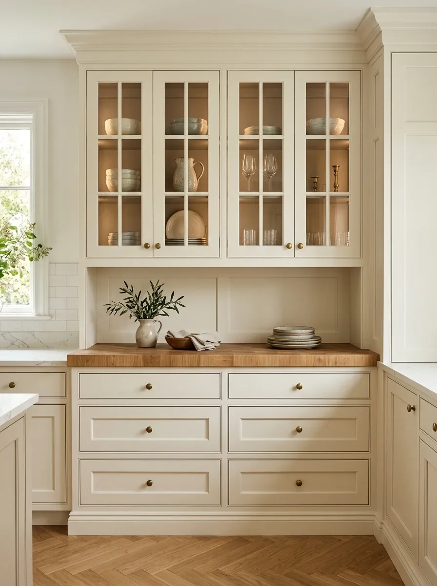 Built-In Corner Hutch With Glass Doors
