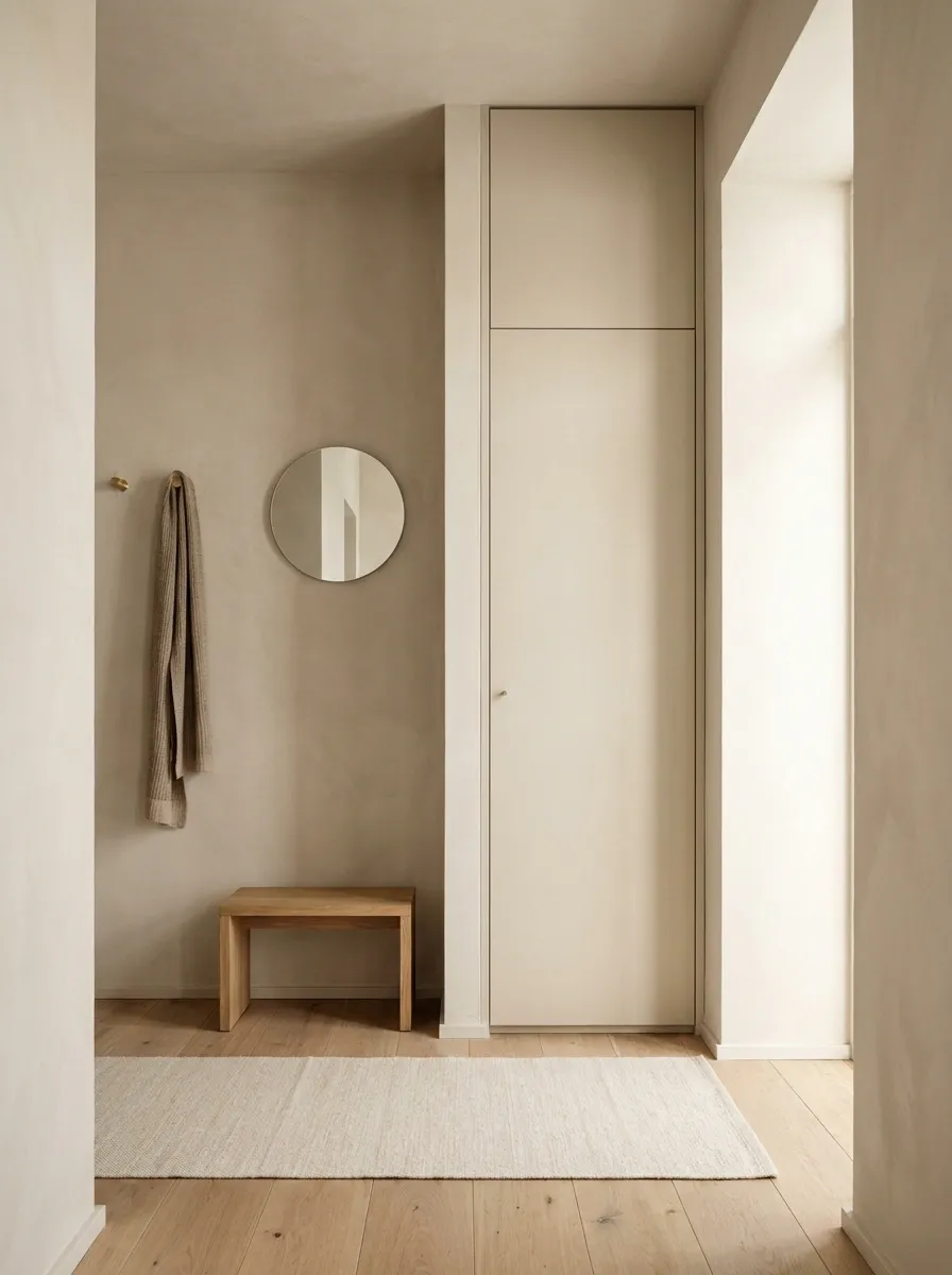 Calm Minimal Entryway With a Tall Cabinet and Almost No Decor