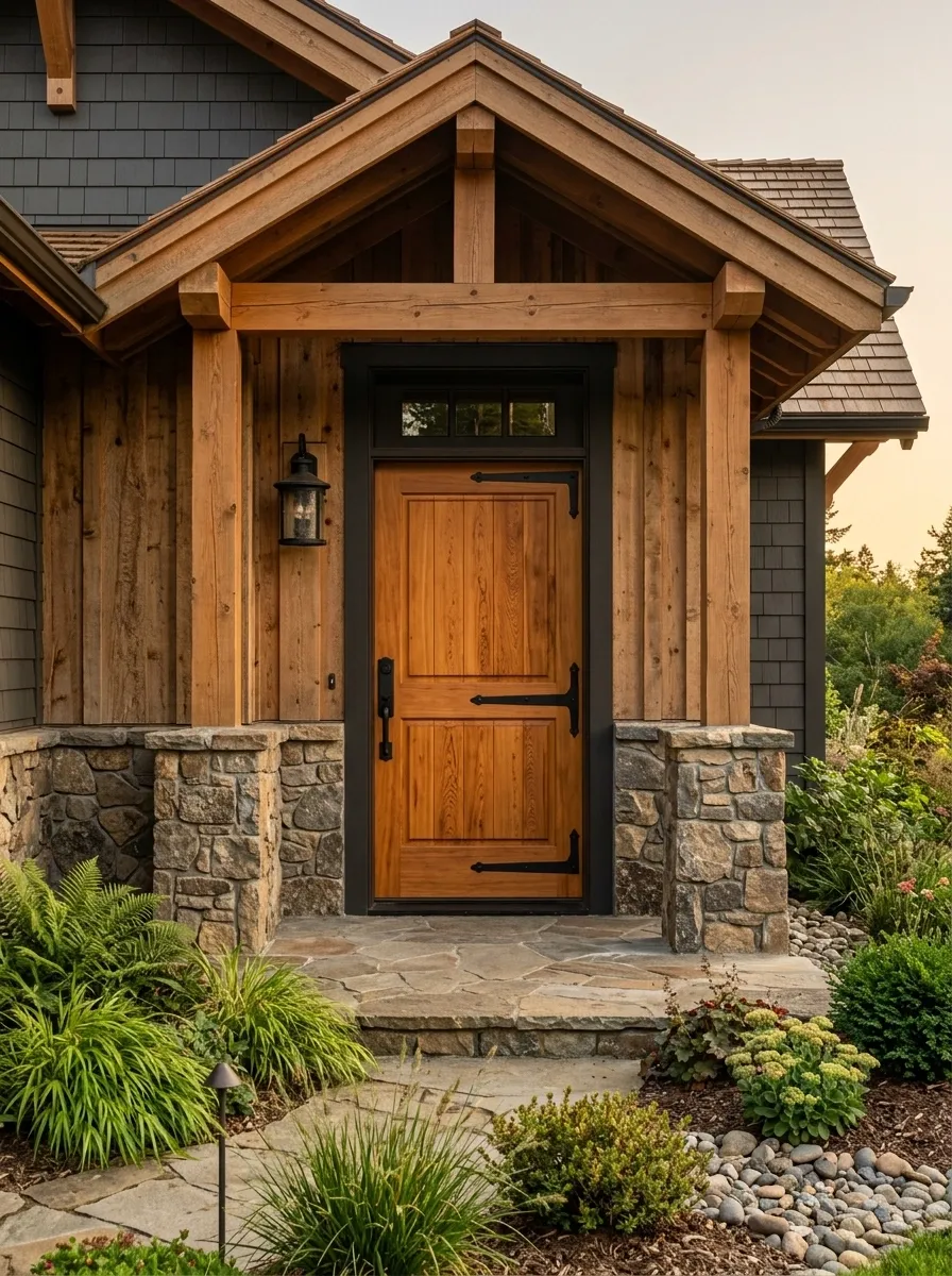 Cedar Door With Black Steel Accents