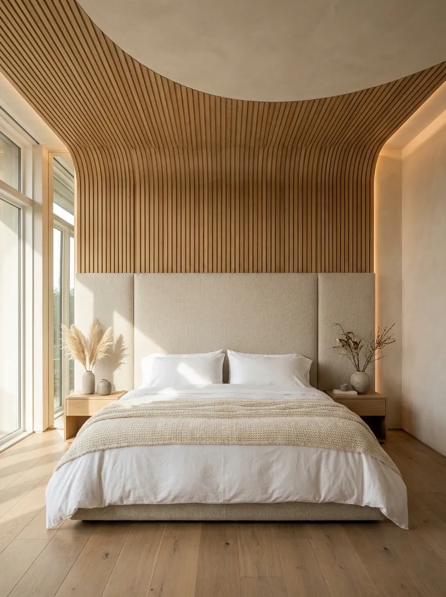 Ceiling Treatment That Visually Connects to the Bed