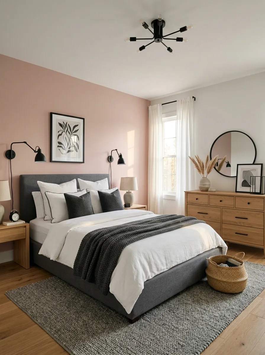 Choose Black Lighting and Hardware to Sharpen Soft Pink