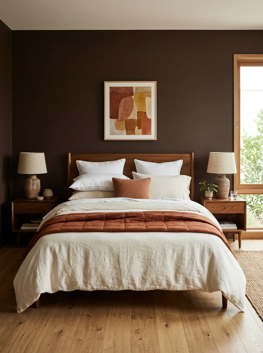 Choose Rust and Clay for a Warmer Brown Bedroom
