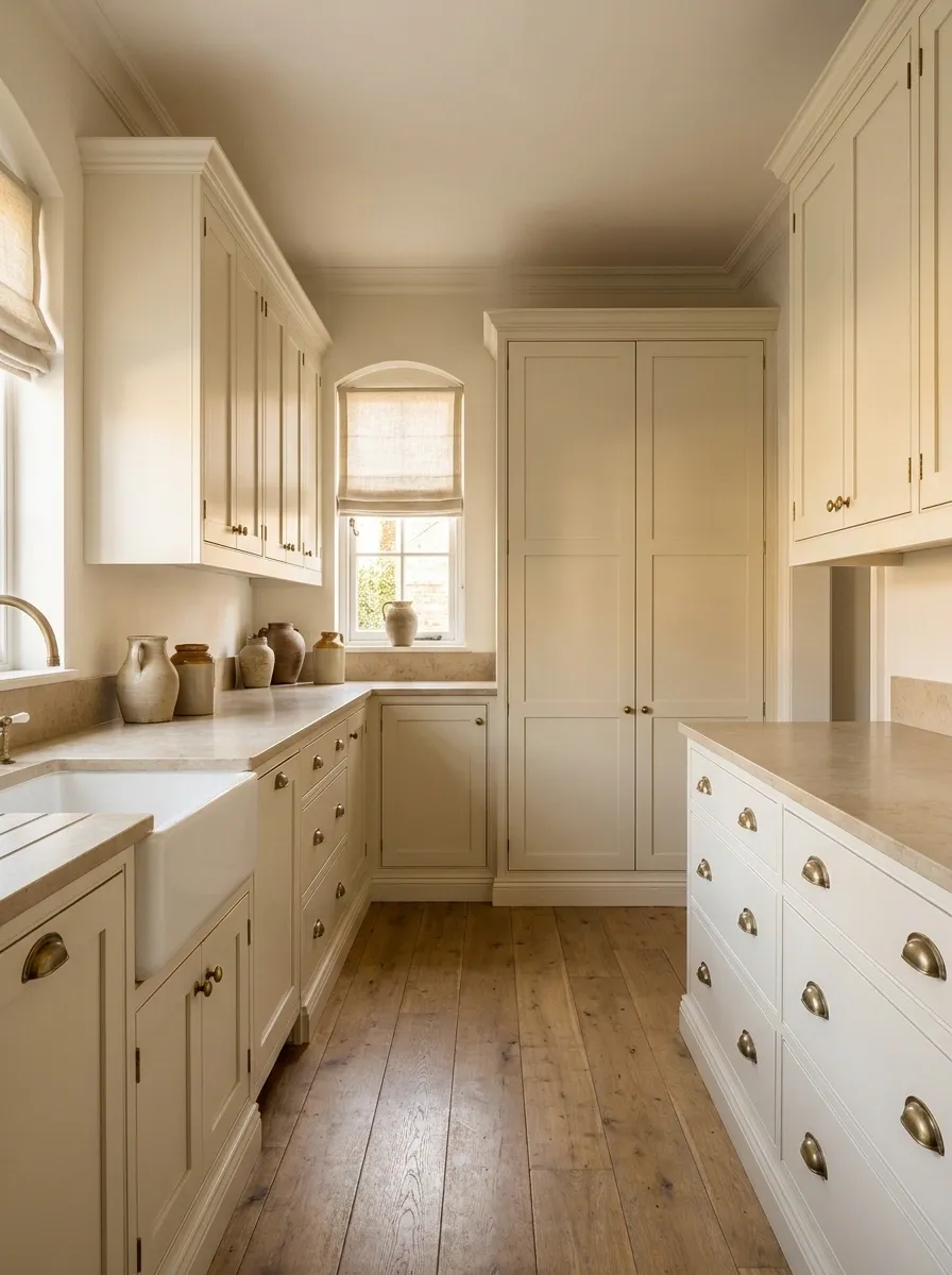 Classic Painted Kitchen With a Furniture-Like Pantry Wall