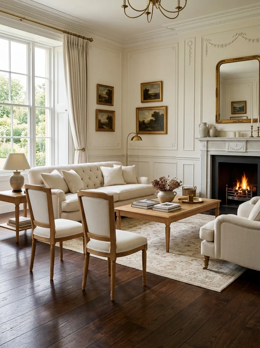 Classic Sitting Room With Dark Floors and Lighter Oak Furniture