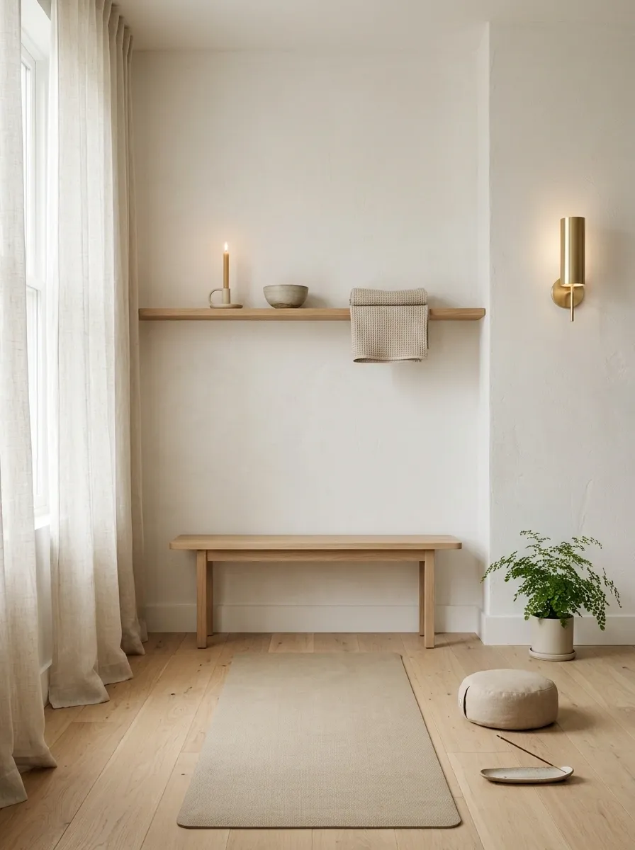 Clean White Corner With Pale Wood