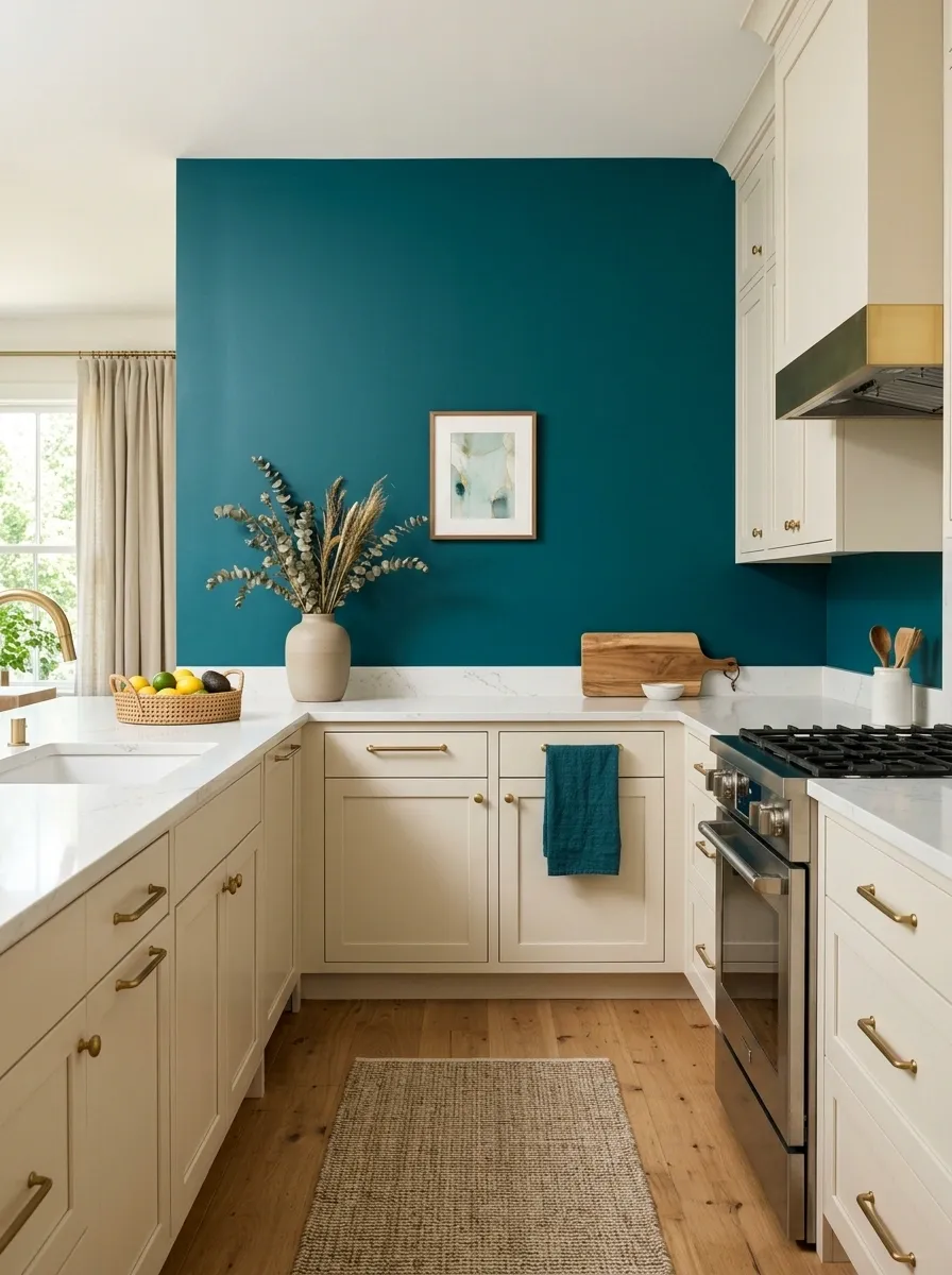 Colorful Kitchen With One Confident Accent Wall
