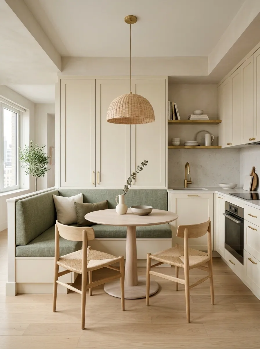 Compact Apartment With a Dining Nook Built Into the Kitchen