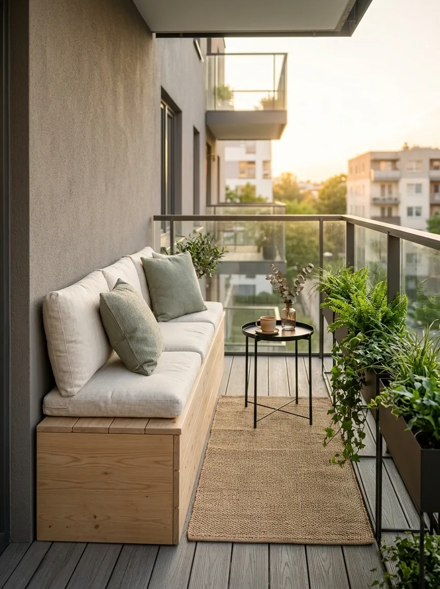 Compact Contemporary Balcony With Hidden Storage