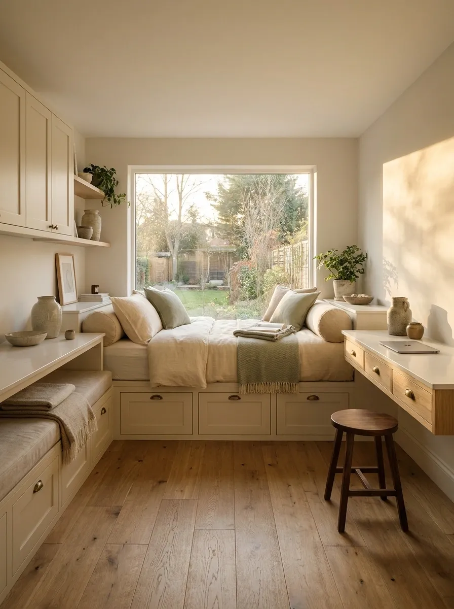 Compact Garden Room With Built-In Daybed
