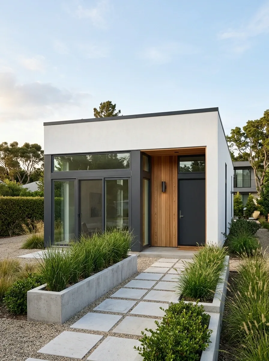 Compact House With Long Linear Planters