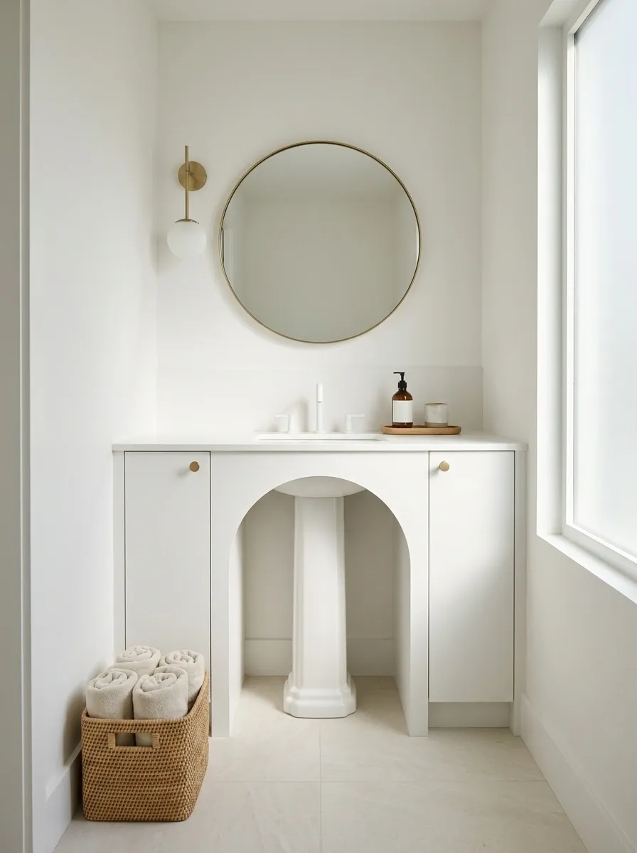 Compact White-on-White Sink Cabinet