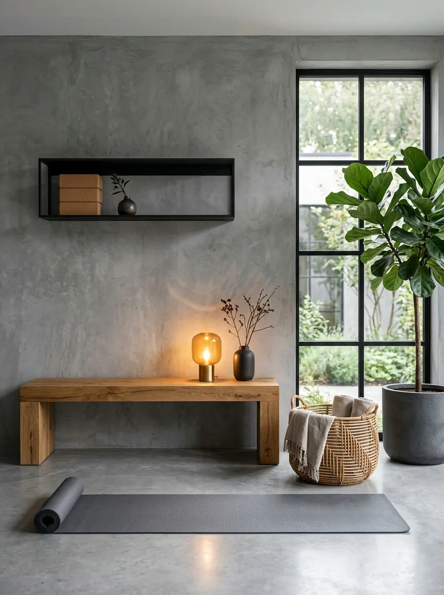 Concrete and Warm Wood Corner