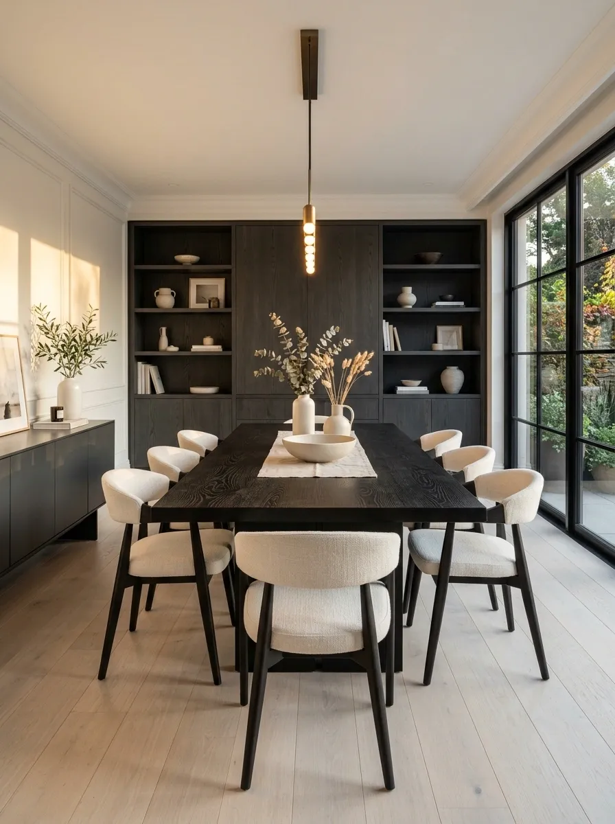 Contemporary Dining Room With Pale Ash and Blackened Oak