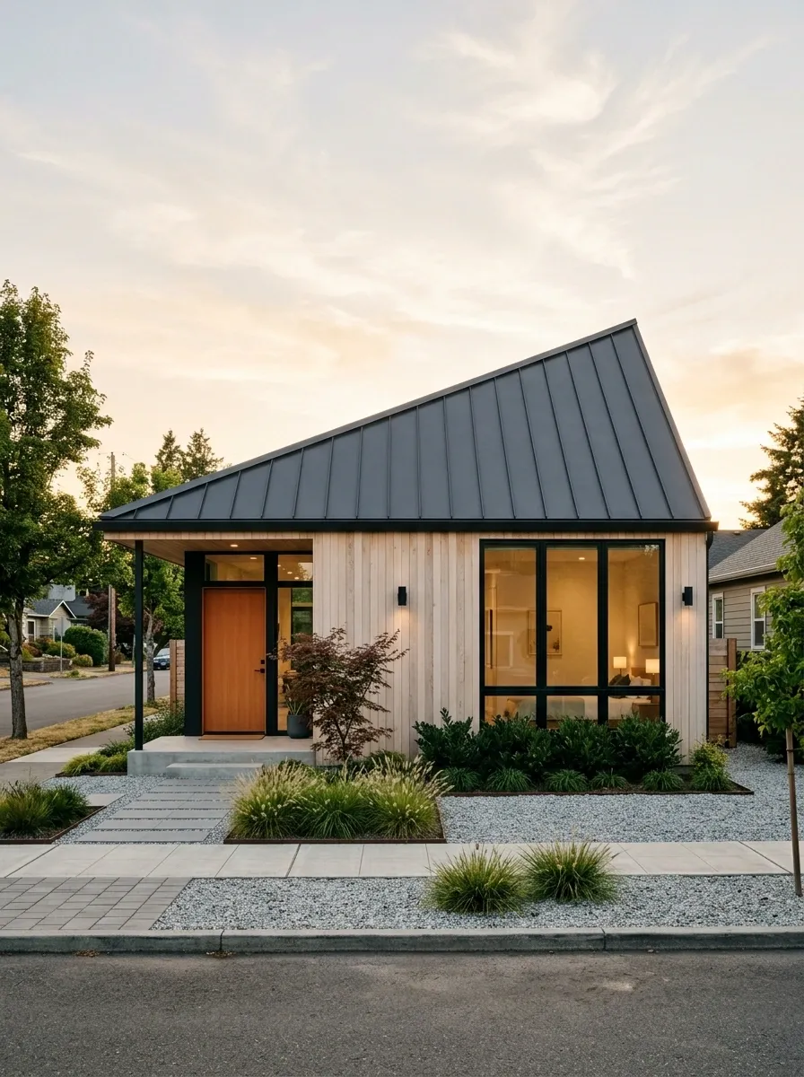 Contemporary House With Sloped Metal Roof