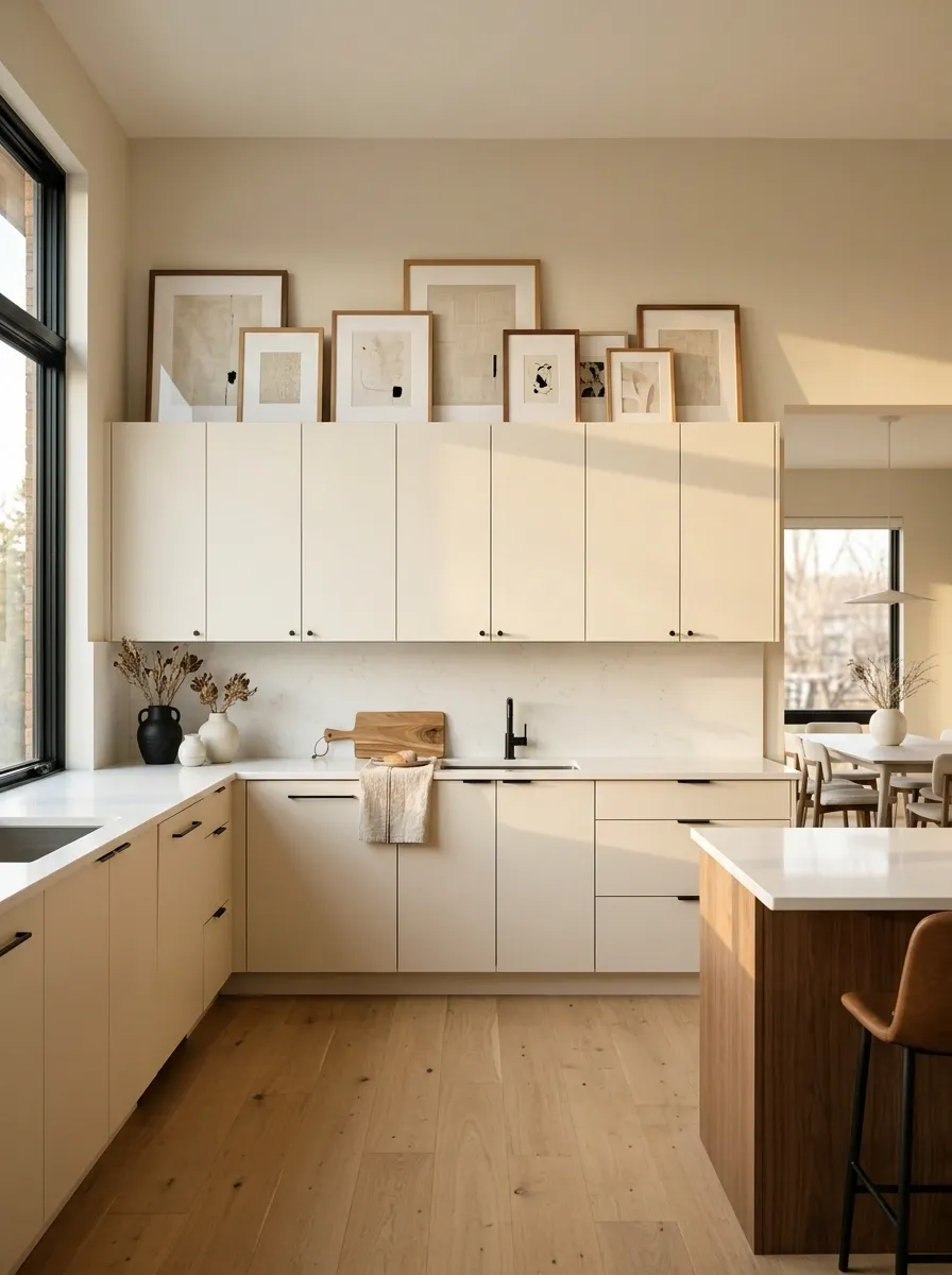 Contemporary Kitchen With a Continuous Art-Led Gallery