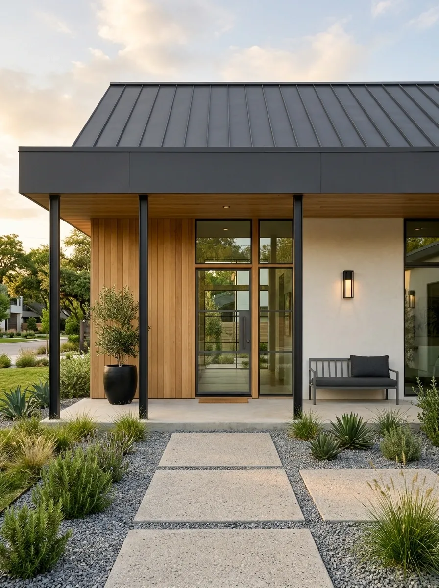 Contemporary Porch With a Solid Metal Roof