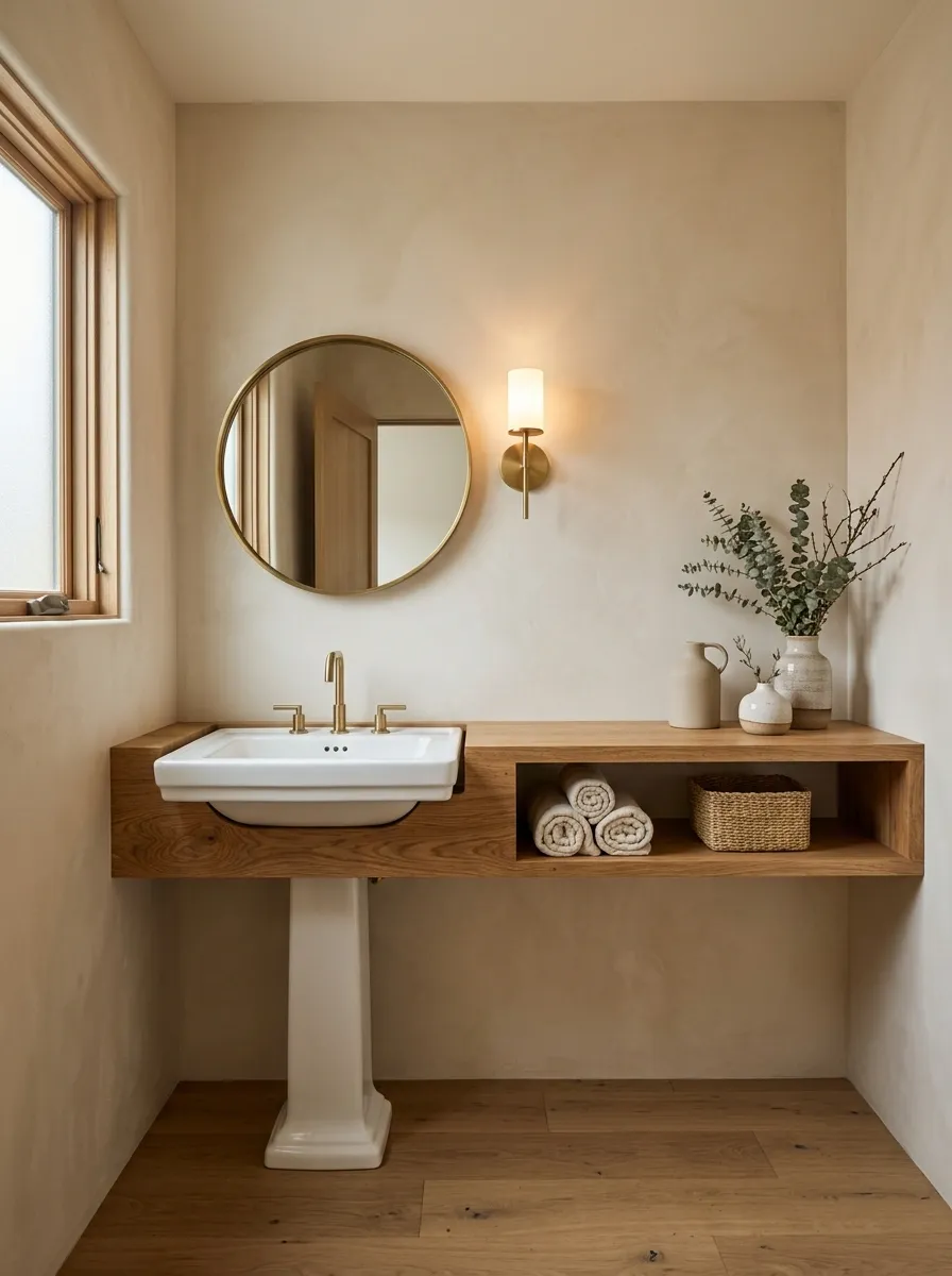 Continuous Wall Shelf With a Pedestal Opening