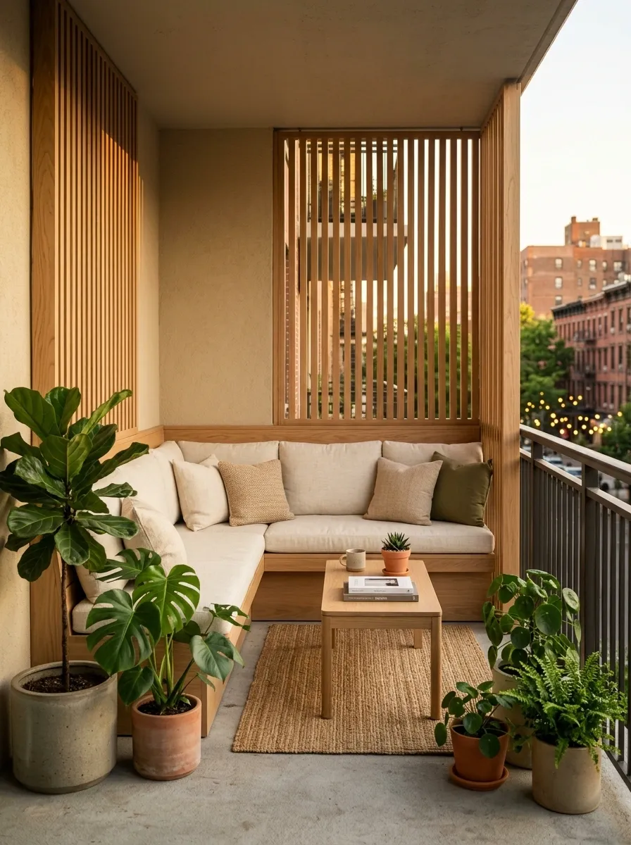 Corner Banquette Balcony With Side Privacy Panels
