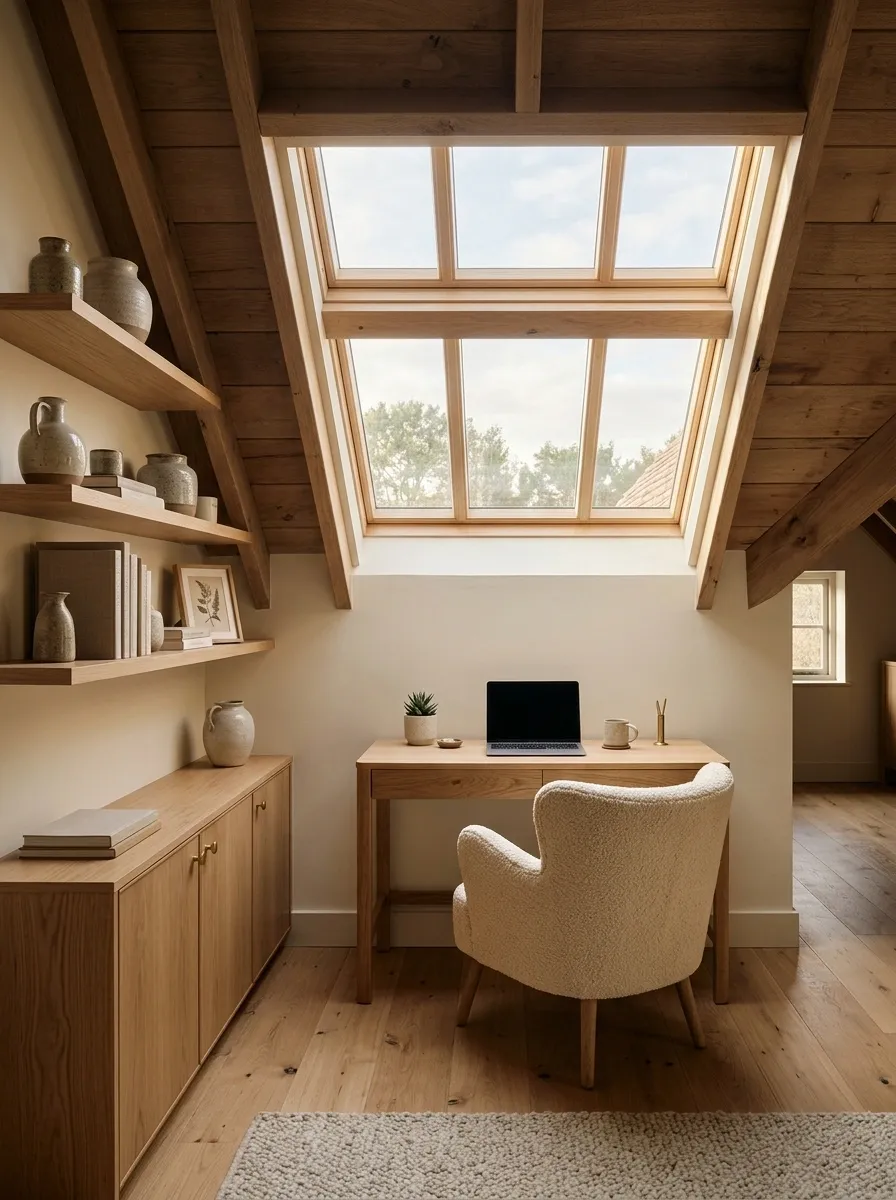 Cozy Attic Office Under a Sloped Ceiling