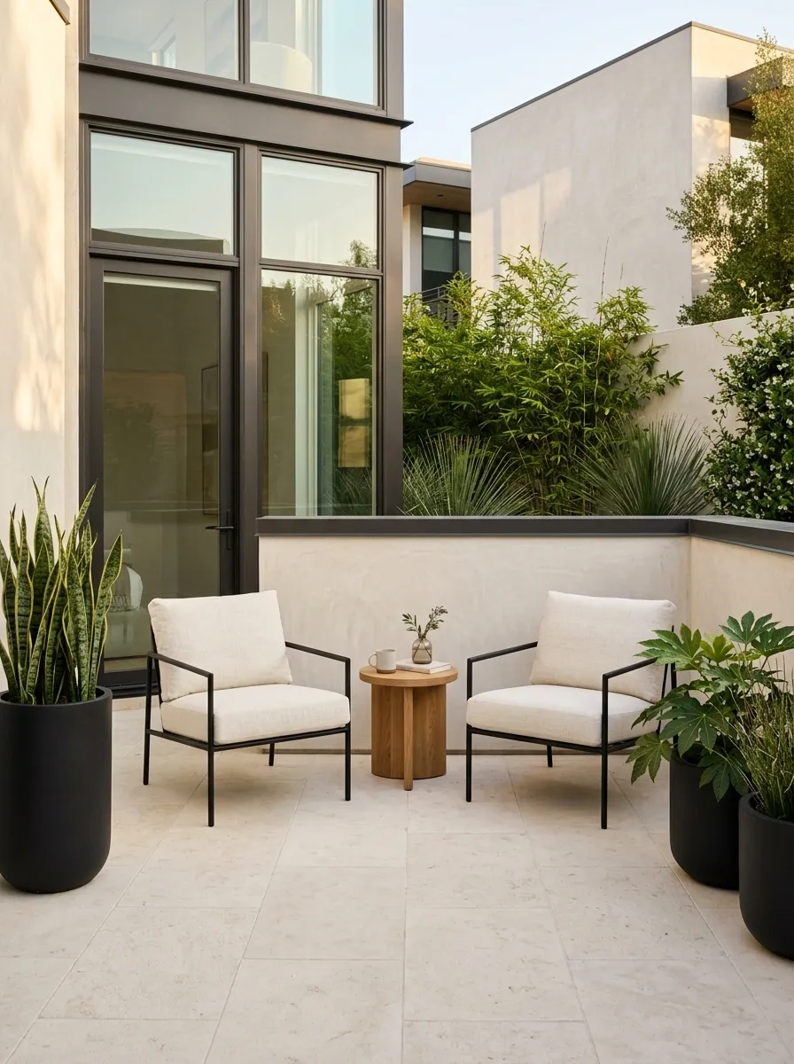 Cream and Soft Black Modern Patio