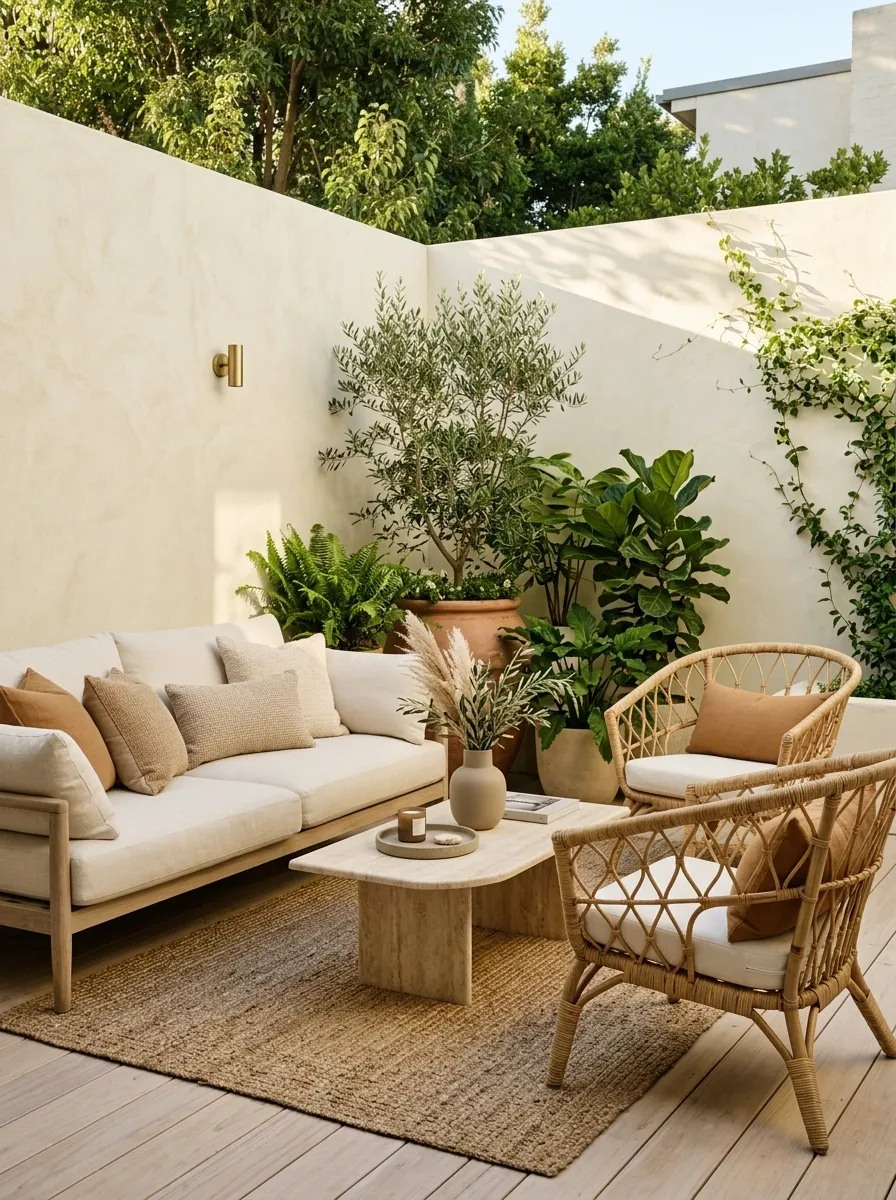 Cream, Caramel, and Woven Texture Patio