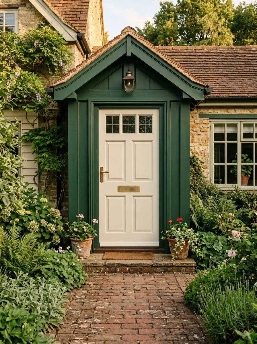 Cream Door With Dark Green Surround