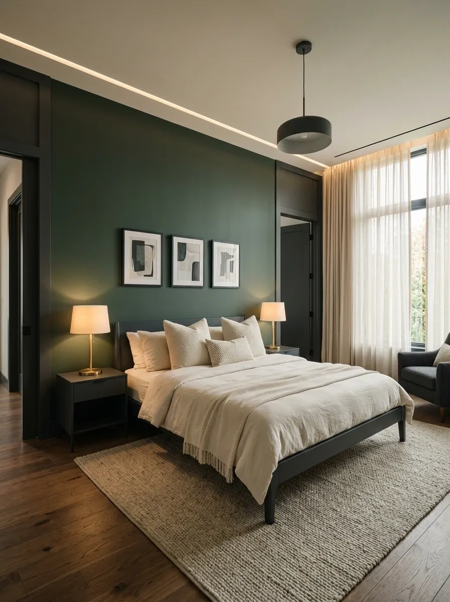 Create a Moody Green Bedroom With Charcoal