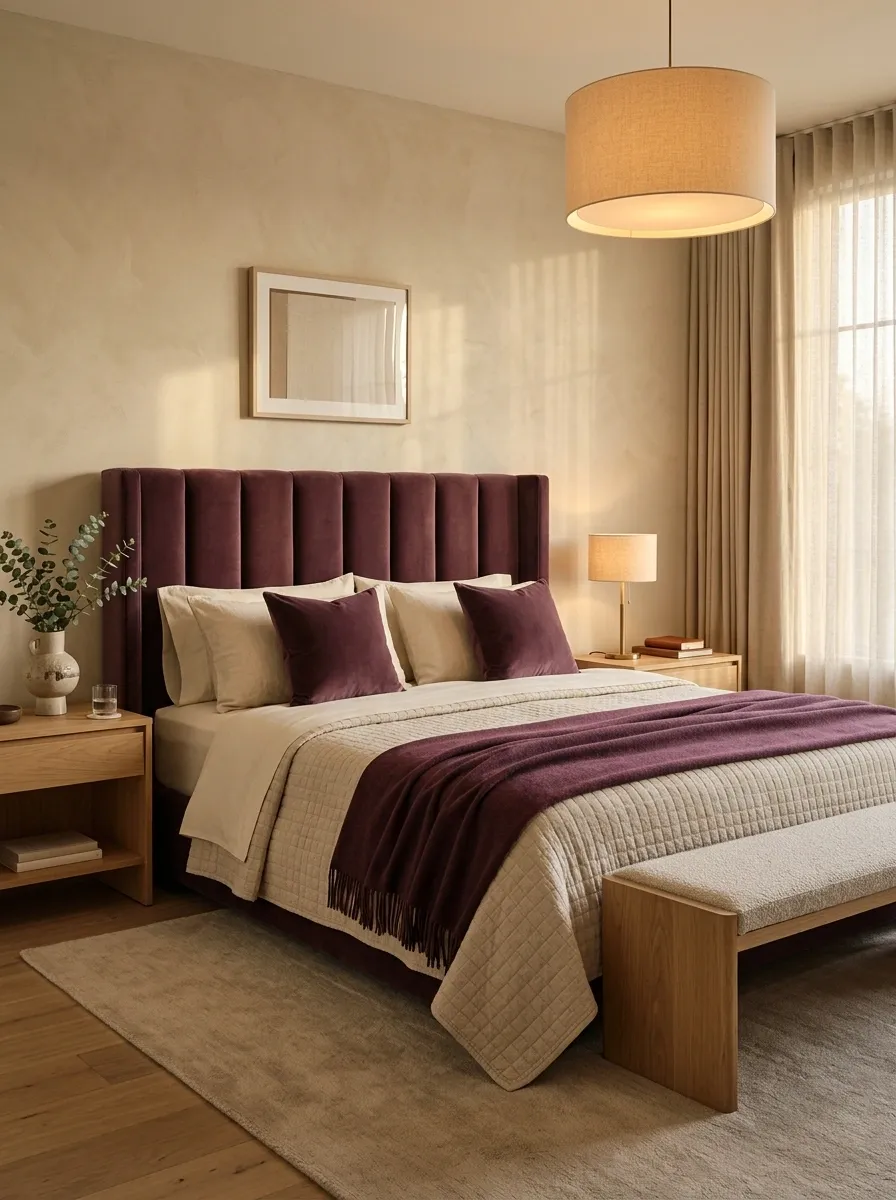 Create a Plum and Beige Hotel-Style Bedroom